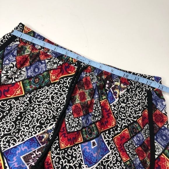 MINKPINK Boho Titled Colorful Hippie Artsy Flowy Drawstring Hottie Short Shorts - Picture 12 of 14